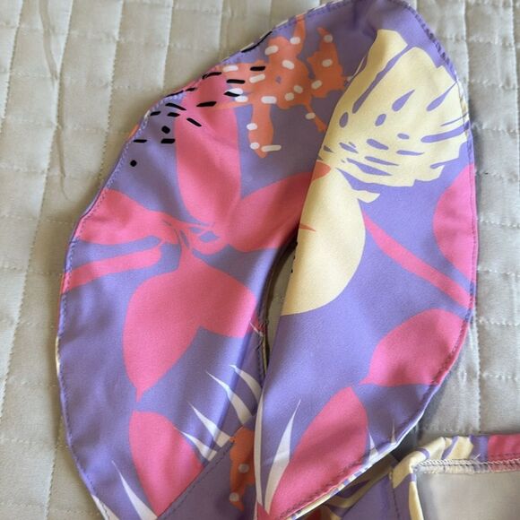 NEW - MULTICOLOR LEAF PRINT CROP TOP RUFFLED SLEEVE SZ S - Picture 11 of 11